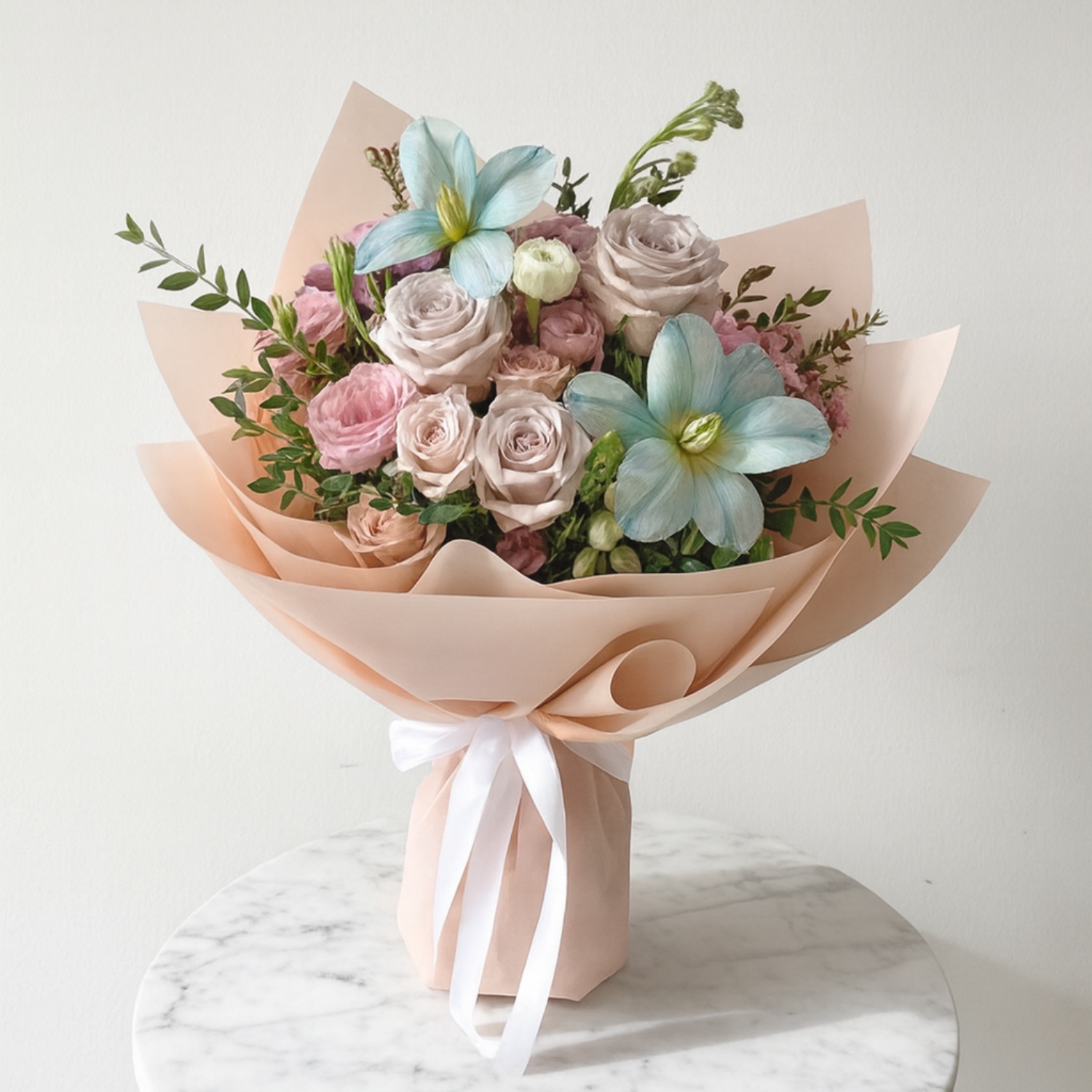 pink wrap white ribb blue pink wrap white ribb blue