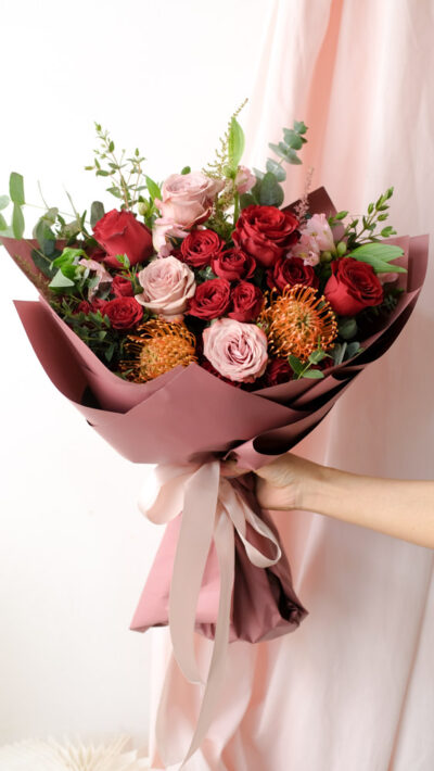 Lush Red and Cappuccino Roses - Royal Crimson