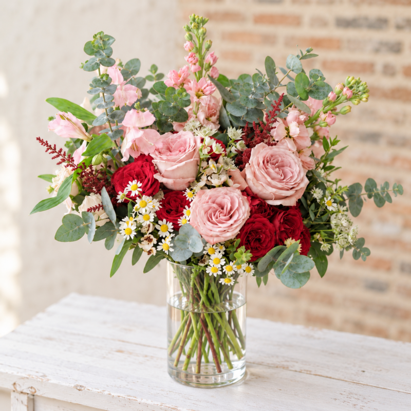 Cappuccino Romance in a cylindrical glass vase, Classic size