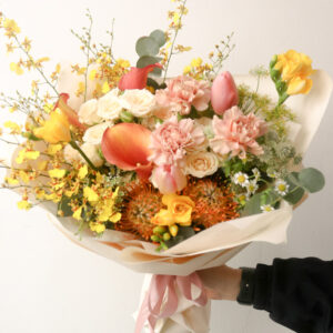 Orange Calla Lily and Peach Tulip -Lyra