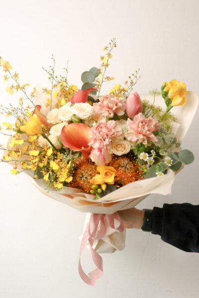 Orange Calla Lily and Peach Tulip -Lyra