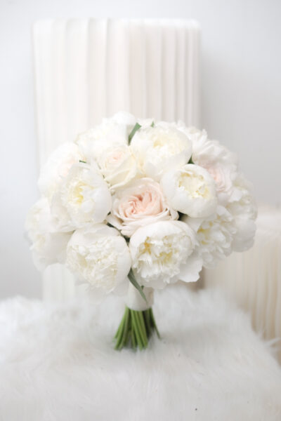 Classic White Peony Bridal Bouquet - Image 2