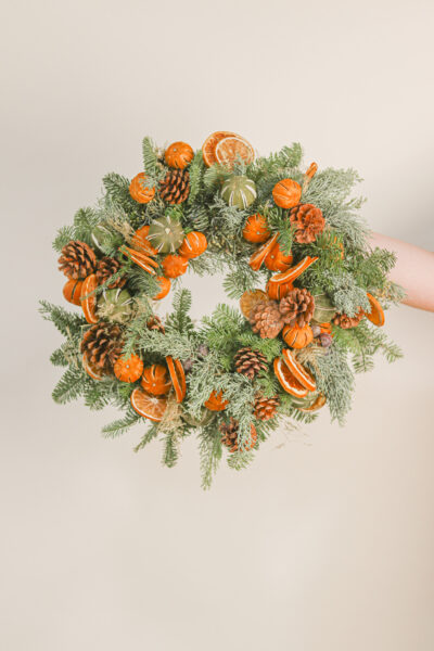 Orange, Lime and Pine Christmas Wreath