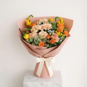 Carnation and Orange rose spray Bouquet - Cheers