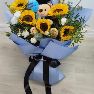 Sunflower with Graduation Bear - Optimistic