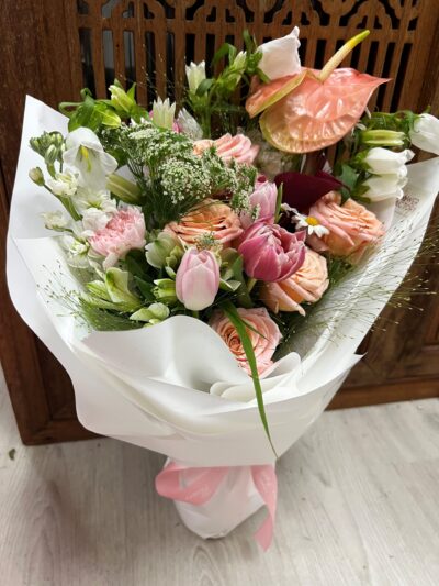 Tulips with Canterbury Bells - The Duchess