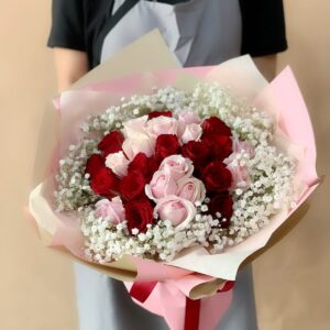 26 stalks pink and red roses - Embrace