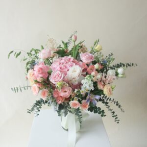Tulip and Hydrangeas - Pastel Poise Vase