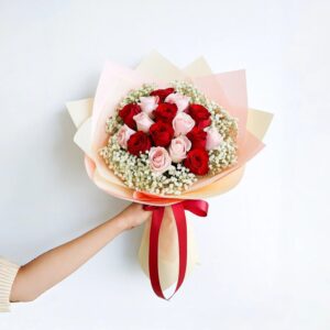 26 stalks pink and red roses - Embrace