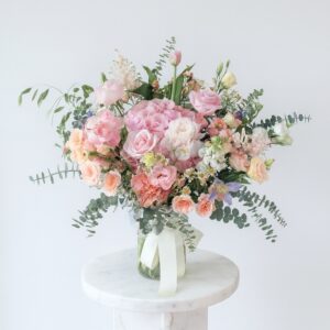 Tulip and Hydrangeas - Pastel Poise Vase