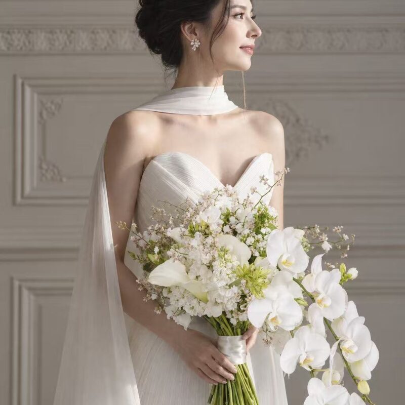 Cascading Ivory Orchid & Calla Bridal Bouquet