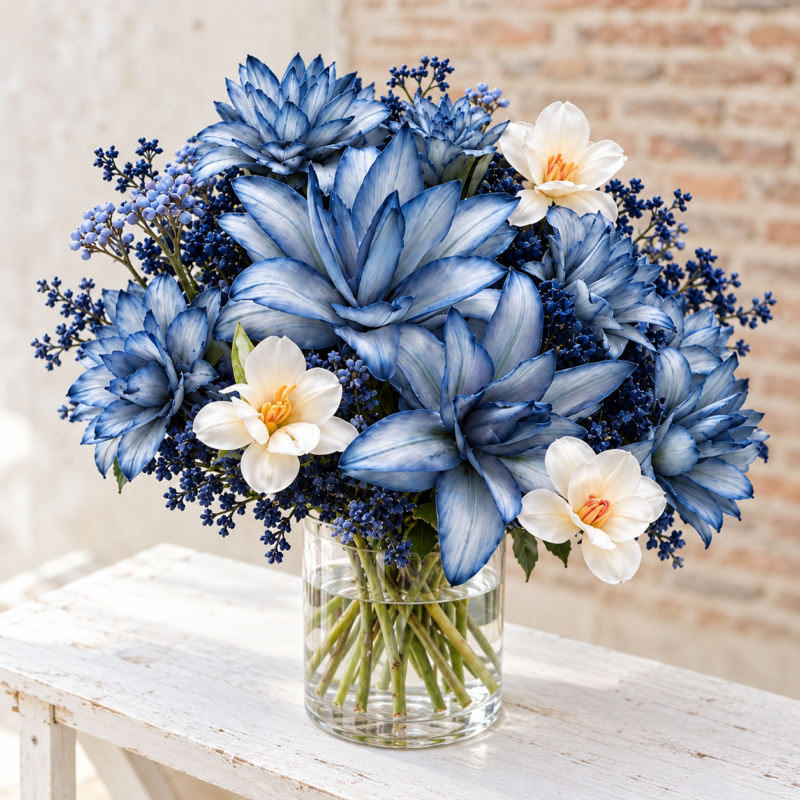 Cobalt Titan (Next-day delivery) in a cylindrical glass vase, Deluxe size