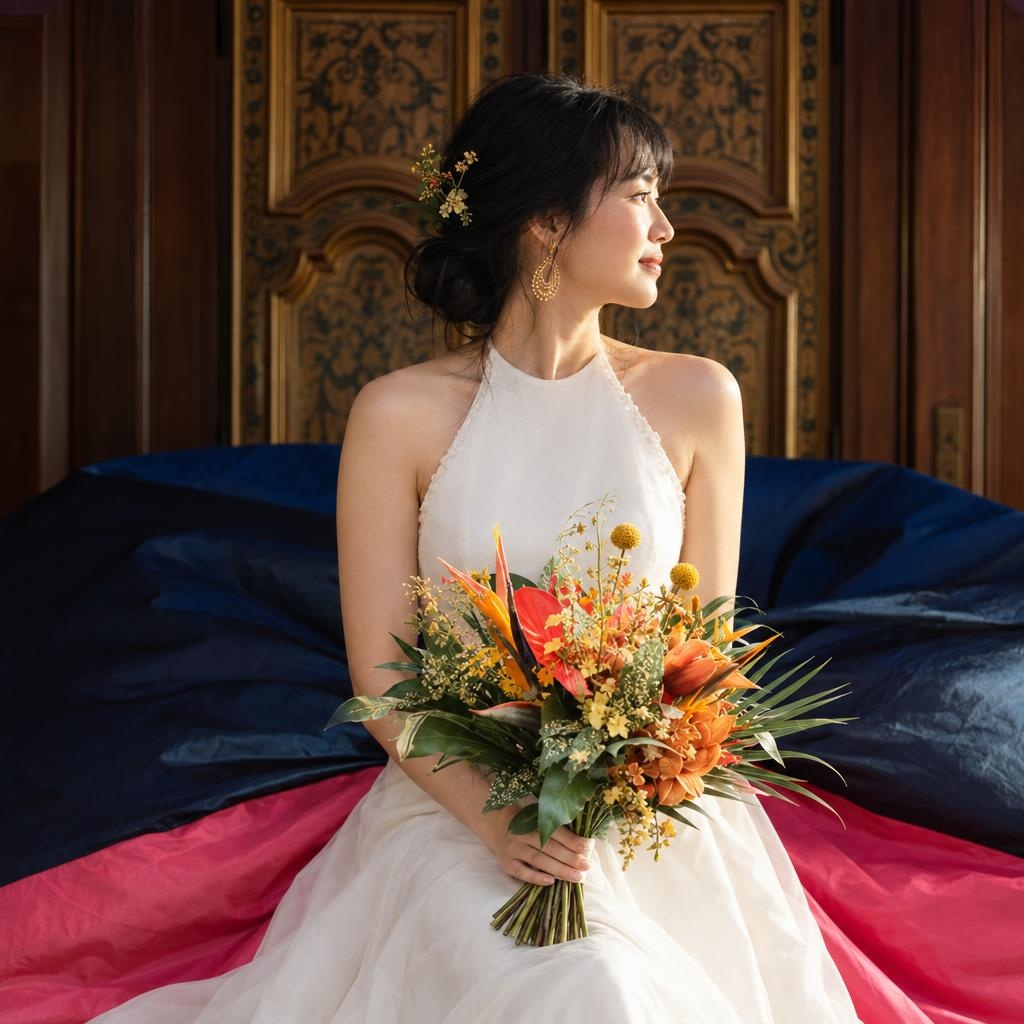Red Anthurium & Bird of Paradise Bridal Bouquet