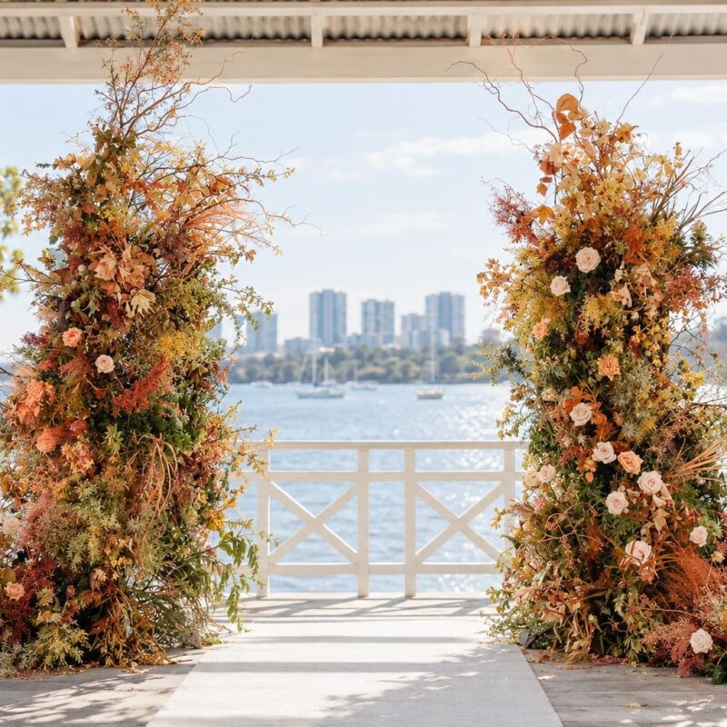 Terracotta Foliage & Blush Rose Ceremony Columns (Pair)