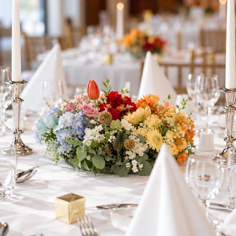 Mixed Hydrangea, Tulip & Gerbera Table Centrepiece