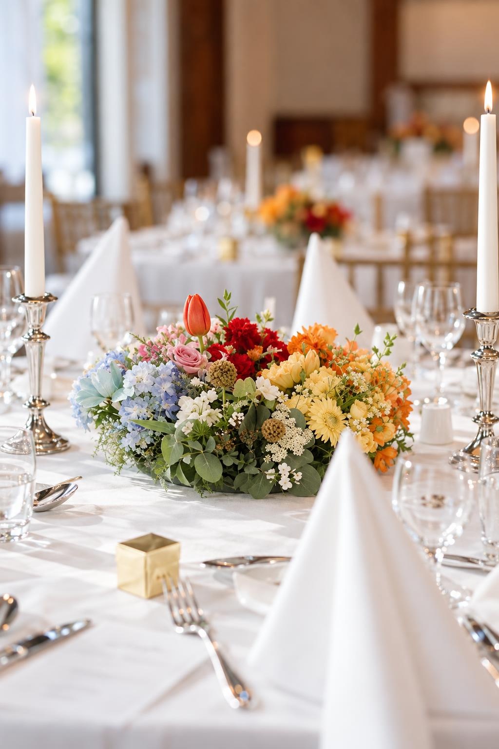 Mixed Hydrangea, Tulip & Gerbera Table Centrepiece