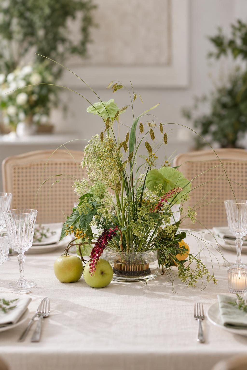 Green Anthurium & Berry Table Centrepiece