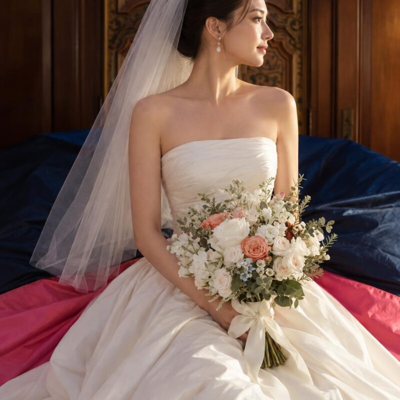 Peach & Ivory Rose Bridal Bouquet