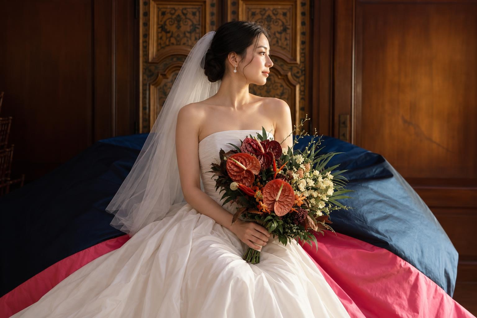 Burgundy Anthurium & Rust Orchid Bridal Bouquet — Photo 9 Burgundy Anthurium & Rust Orchid Bridal Bouquet — Photo 9