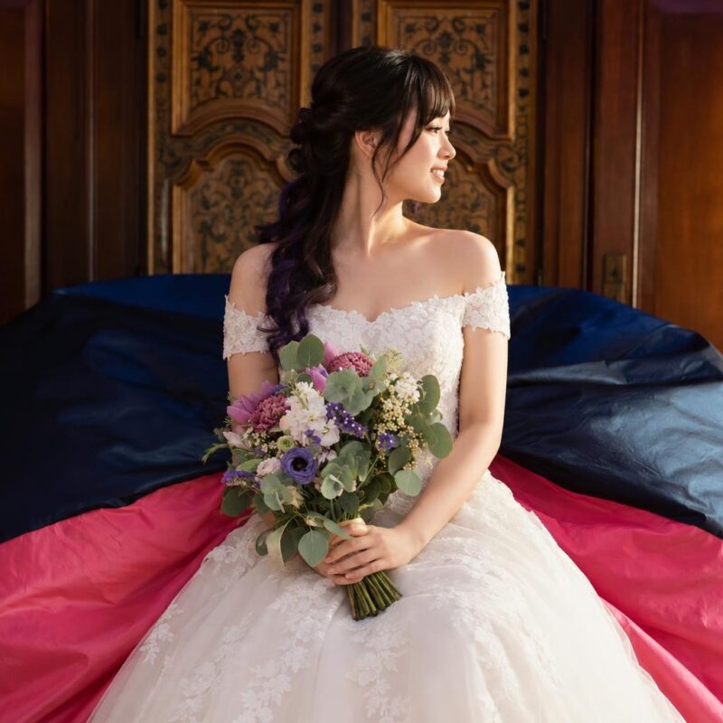 Purple Tulip & Eustoma Bridal Bouquet
