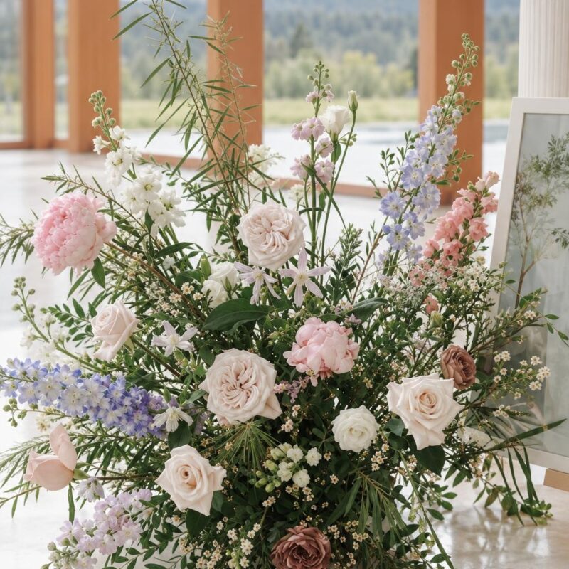 Pastel Peony & Rose Floor Arrangement