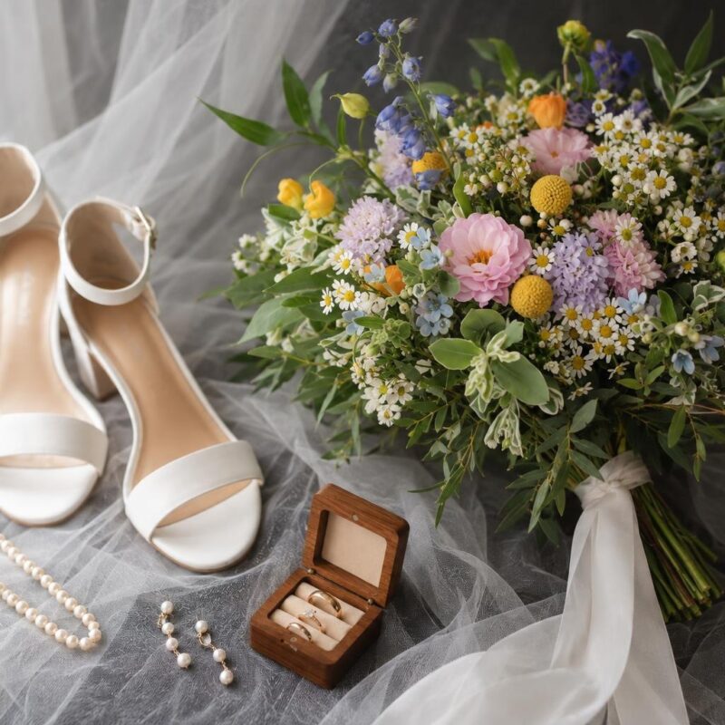Pastel Wildflower & Yellow Rose Bridal Bouquet