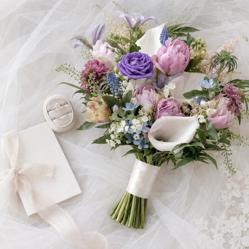Pink Tulip & White Calla Bridal Bouquet