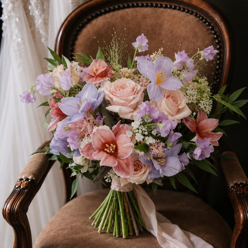 Blush Rose & Lilac Bloom Bridal Bouquet
