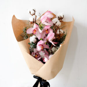 Cymbidium Orchid with Cotton Flower - Brie