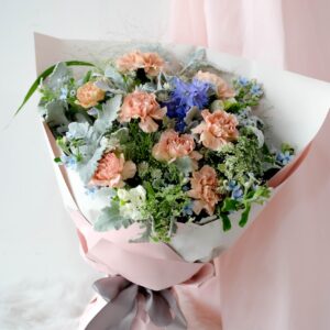 Caramel Carnation with Mini Blue Delphinium - Ellie