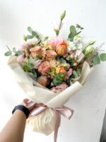 Orange Tulip and Cappuccino Roses - Sherbet