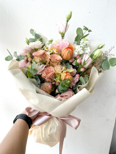 Orange Tulip and Cappuccino Roses - Sherbet