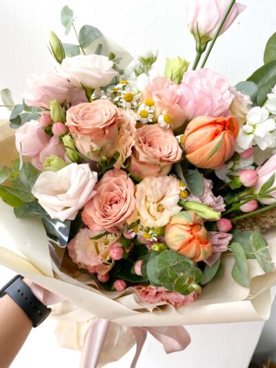 Orange Tulip and Cappuccino Roses - Sherbet - Image 3